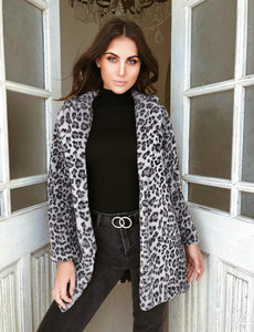 Hirigin 2018 Newest Hot Womens Winter Leopard Fluffy Fleece Jacket Coat Cardigans Hooded Jumper Tops Clubwear