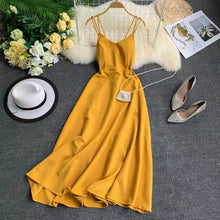 Load image into Gallery viewer, Marwin 2019 New-Coming Summer Holiday Dress Cross Spaghetti Strap Open Back Solid Beach Style Ankle-Length Women Dresses