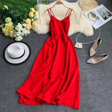 Load image into Gallery viewer, Marwin 2019 New-Coming Summer Holiday Dress Cross Spaghetti Strap Open Back Solid Beach Style Ankle-Length Women Dresses