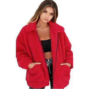 Autumn winter jacket female coat 2019 fashion korean style plus size women teddy fur coat female casual jacket woman pusheen