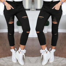 Load image into Gallery viewer, S-5XL New Hole Jeans Leggings  Europe and The United States Women Casual Casual Pants Female Cotton Wild Nine Pants Jeans Woman