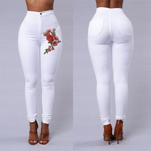 Goocheer 5 Colors Style Women Denim Skinny Leggings Pants High Waist Stretch Jeans Rose Pencil Trousers Plus Size S-3XL