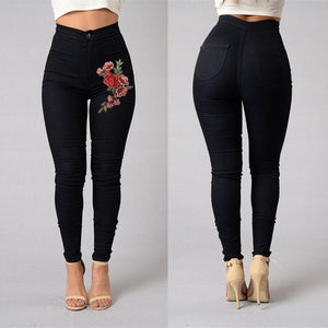 Goocheer 5 Colors Style Women Denim Skinny Leggings Pants High Waist Stretch Jeans Rose Pencil Trousers Plus Size S-3XL