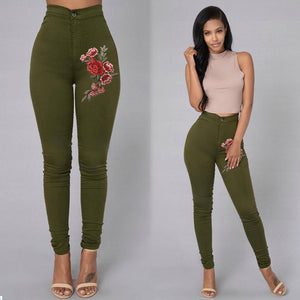 Goocheer 5 Colors Style Women Denim Skinny Leggings Pants High Waist Stretch Jeans Rose Pencil Trousers Plus Size S-3XL