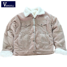 Load image into Gallery viewer, VANGULL Women Winter Jacket Thick Fur Lined Coats Parkas Fashion Faux Fur Lining Corduroy Bomber Jackets Cute Outwear 2019 New