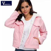 Load image into Gallery viewer, VANGULL Women Winter Jacket Thick Fur Lined Coats Parkas Fashion Faux Fur Lining Corduroy Bomber Jackets Cute Outwear 2019 New