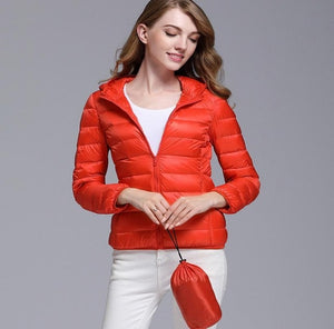 2019 winter ultra light snow waterproof warm jacket for women sexy slim hooded stand collar women short jacket plus bis 5xl