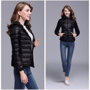 2019 winter ultra light snow waterproof warm jacket for women sexy slim hooded stand collar women short jacket plus bis 5xl