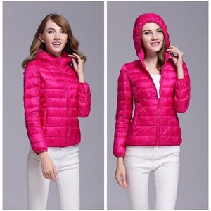 2019 winter ultra light snow waterproof warm jacket for women sexy slim hooded stand collar women short jacket plus bis 5xl