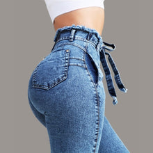 Load image into Gallery viewer, 2019 Fashion sexy  Long Pants Plus Size Fashion Belted High Waist Skinny Jeans Women Stretch Denim Long Pants