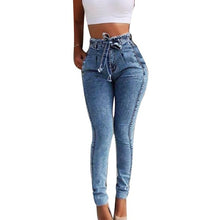 Load image into Gallery viewer, 2019 Fashion sexy  Long Pants Plus Size Fashion Belted High Waist Skinny Jeans Women Stretch Denim Long Pants