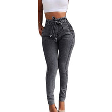 Load image into Gallery viewer, 2019 Fashion sexy  Long Pants Plus Size Fashion Belted High Waist Skinny Jeans Women Stretch Denim Long Pants