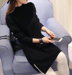 Women Sweater Dress Korean Woman Sweaters Dresses Autumn Winter Women Knitted Cashmere Sweater Dress Office Lady Cotton Sweaters