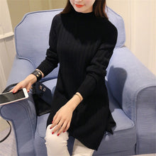 Load image into Gallery viewer, Women Sweater Dress Korean Woman Sweaters Dresses Autumn Winter Women Knitted Cashmere Sweater Dress Office Lady Cotton Sweaters