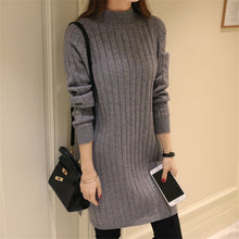 Load image into Gallery viewer, Women Sweater Dress Korean Woman Sweaters Dresses Autumn Winter Women Knitted Cashmere Sweater Dress Office Lady Cotton Sweaters