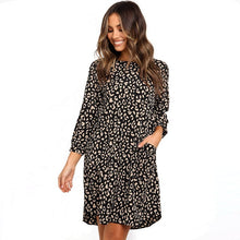 Load image into Gallery viewer, VOZRO Autumn Leisure Time Leopard In Round Neck Long Sleeve Winter Maxi Party Dress Women Vestidos Clothes Befree Vintage