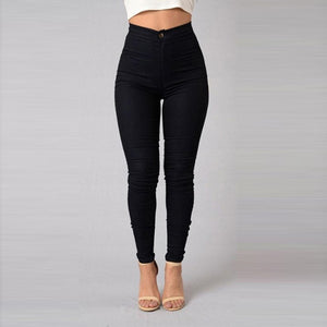 Candy Color Skinny Jeans Woman White Black High Waist Render Jeans Vintage Sexy Long Pants Femme Casual Pencil Pants Denim Jeans