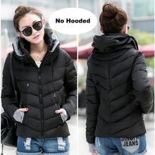 Load image into Gallery viewer, 2019 Winter Jacket women Plus Size Womens Parkas Thicken Outerwear solid hooded Coats Short Female Slim Cotton padded basic tops