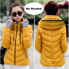 Load image into Gallery viewer, 2019 Winter Jacket women Plus Size Womens Parkas Thicken Outerwear solid hooded Coats Short Female Slim Cotton padded basic tops