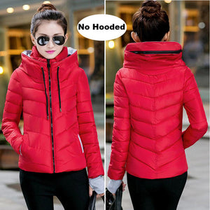 2019 Winter Jacket women Plus Size Womens Parkas Thicken Outerwear solid hooded Coats Short Female Slim Cotton padded basic tops