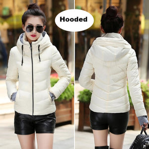 2019 Winter Jacket women Plus Size Womens Parkas Thicken Outerwear solid hooded Coats Short Female Slim Cotton padded basic tops