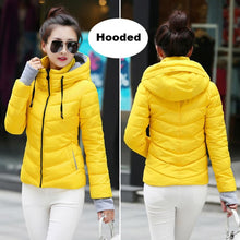 Load image into Gallery viewer, 2019 Winter Jacket women Plus Size Womens Parkas Thicken Outerwear solid hooded Coats Short Female Slim Cotton padded basic tops