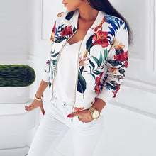 Load image into Gallery viewer, Plus Size Spring Women&#39;s Jackets Retro Floral Printed Coat Female Long Sleeve Outwear Clothes Short Bomber Jacket Tops 5XL